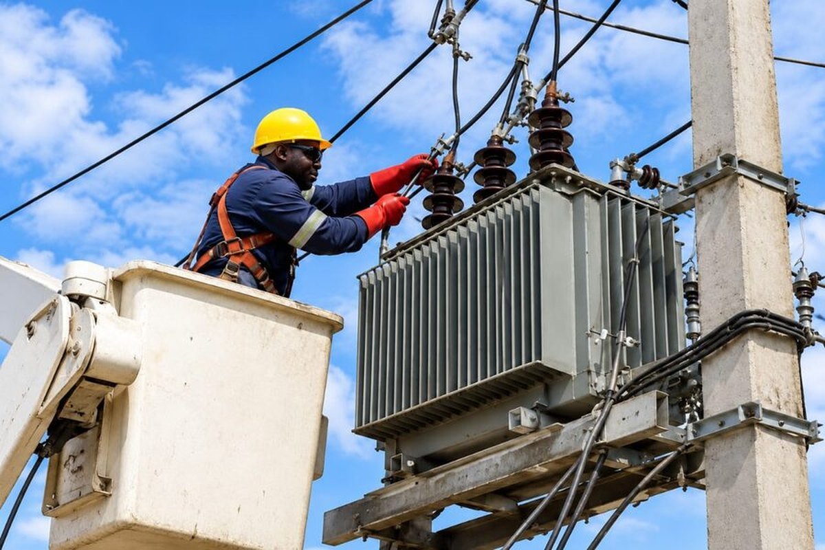 A field technician completes maintenance on a distribution transformer